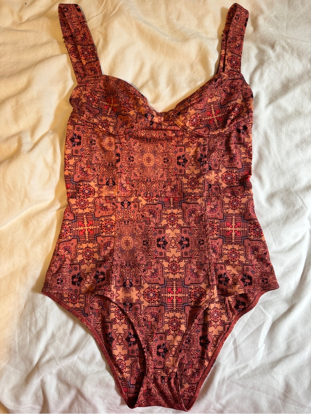 For Love & Lemons Rust and Maroon Printed Top